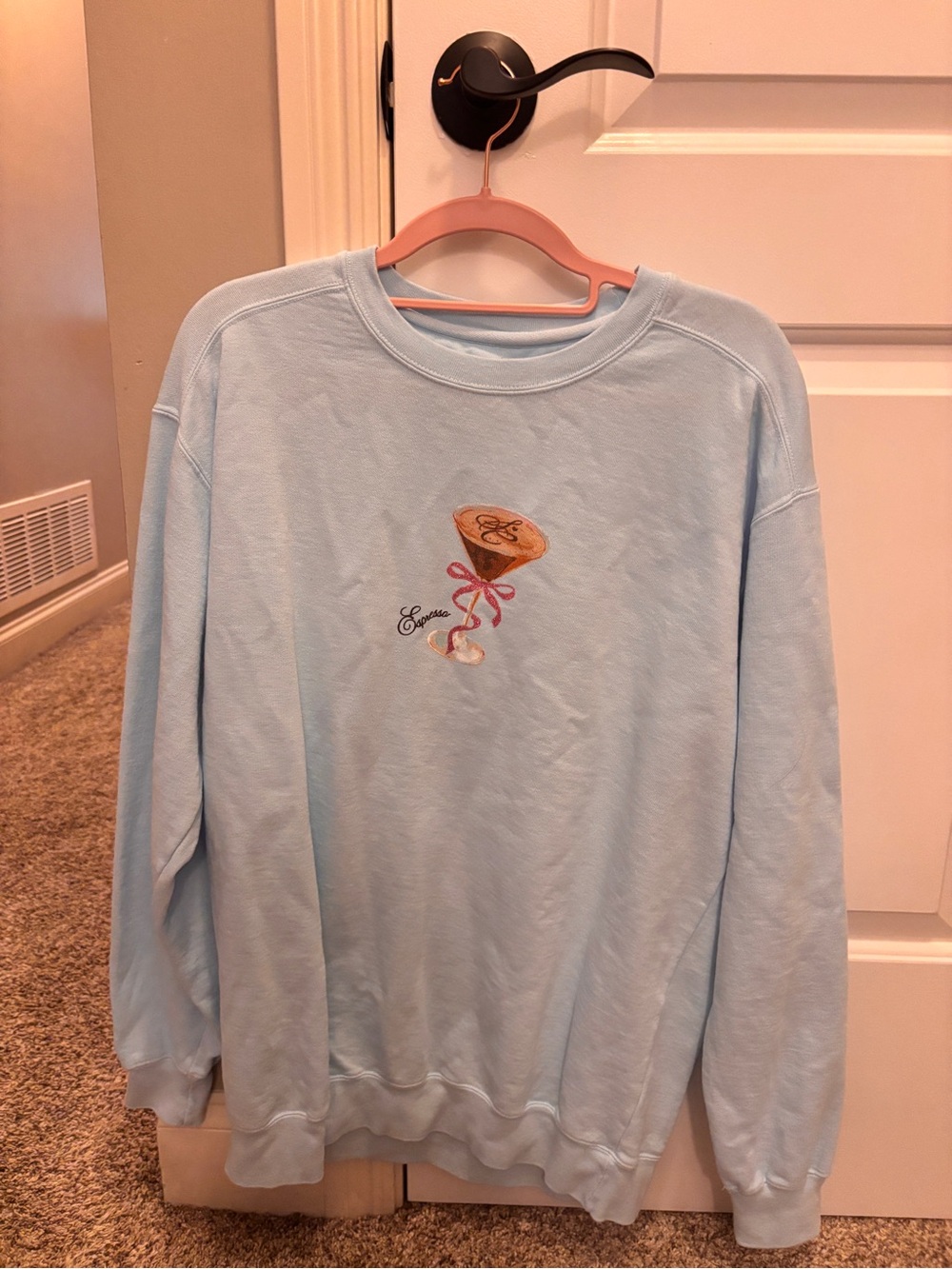 Light Blue Embroidered Crewneck Pullover